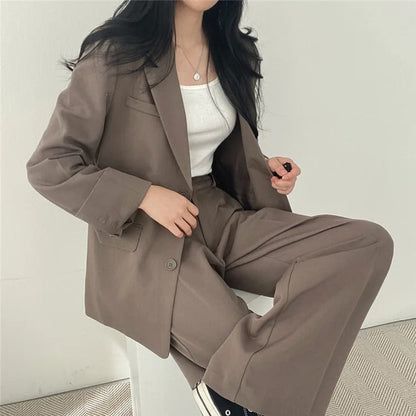 Blazer Set | Oversized | Wide Leg | Two-Piece Set | Women's Office Wear-Fashion Nora