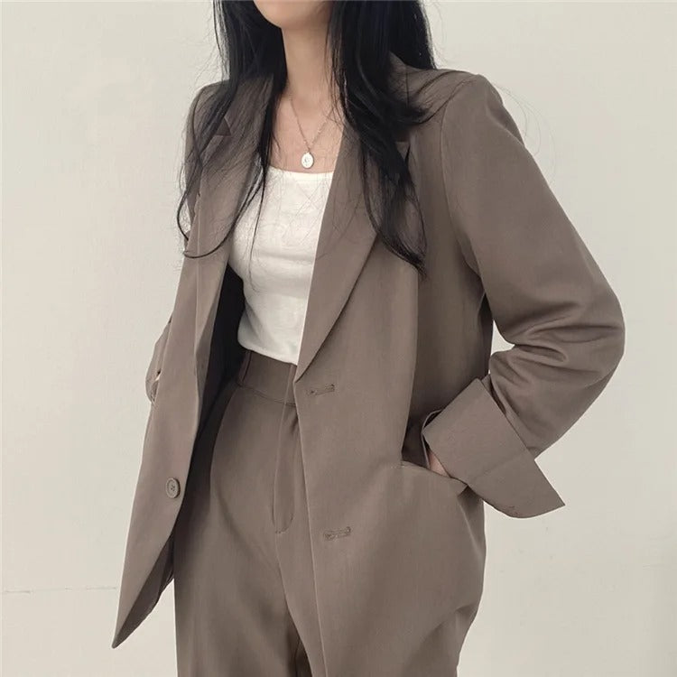 Blazer Set | Oversized | Wide Leg | Two-Piece Set | Women's Office Wear-Fashion Nora