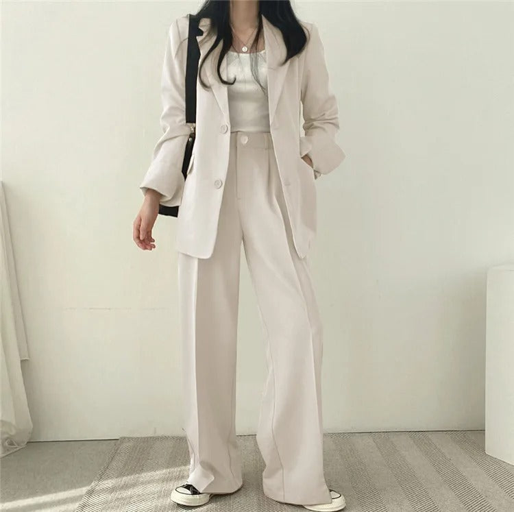 Blazer Set | Oversized | Wide Leg | Two-Piece Set | Women's Office Wear-Fashion Nora