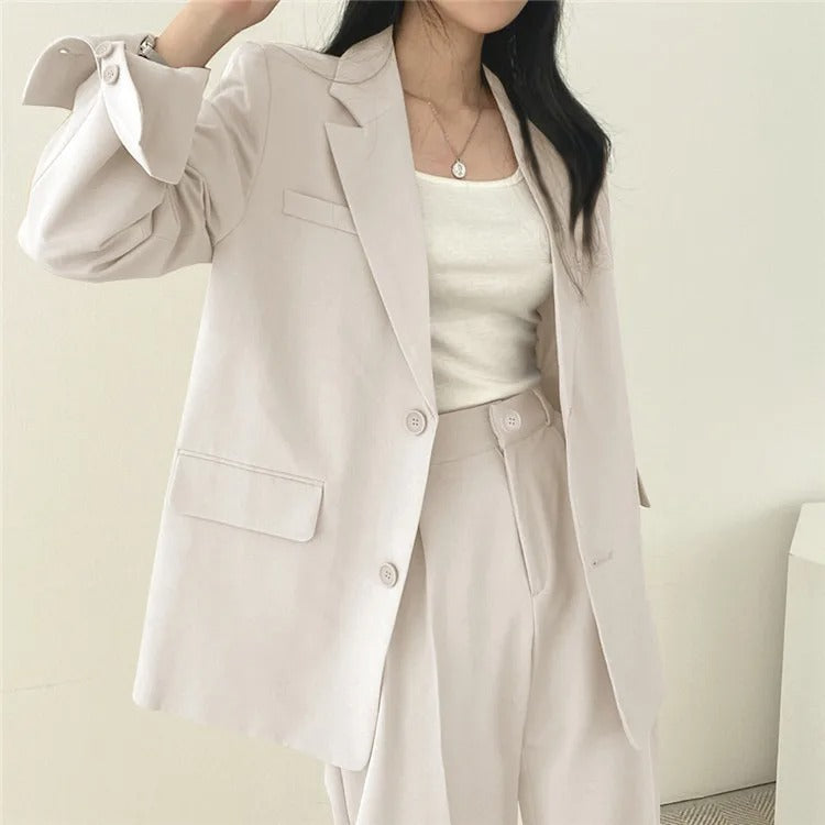 Blazer Set | Oversized | Wide Leg | Two-Piece Set | Women's Office Wear-Fashion Nora