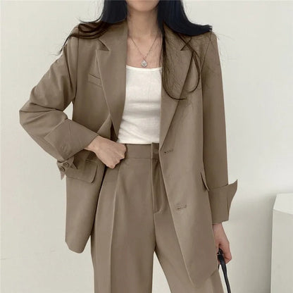 Blazer Set | Oversized | Wide Leg | Two-Piece Set | Women's Office Wear-Fashion Nora