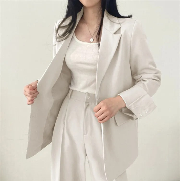 Blazer Set | Oversized | Wide Leg | Two-Piece Set | Women's Office Wear-Fashion Nora