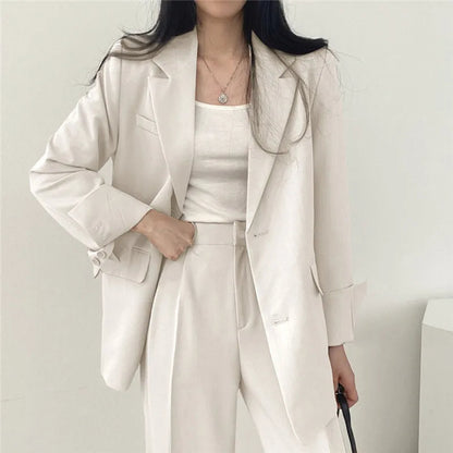 Blazer Set | Oversized | Wide Leg | Two-Piece Set | Women's Office Wear-Fashion Nora