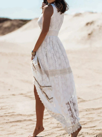 Boho Dress | Lace | White | Maxi Dress | Sundress-Fashion Nora