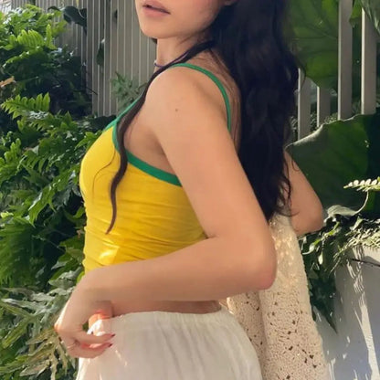 Brazil Top | Spaghetti Straps | Yellow | Crop Top | Women's Summer top-Fashion Nora
