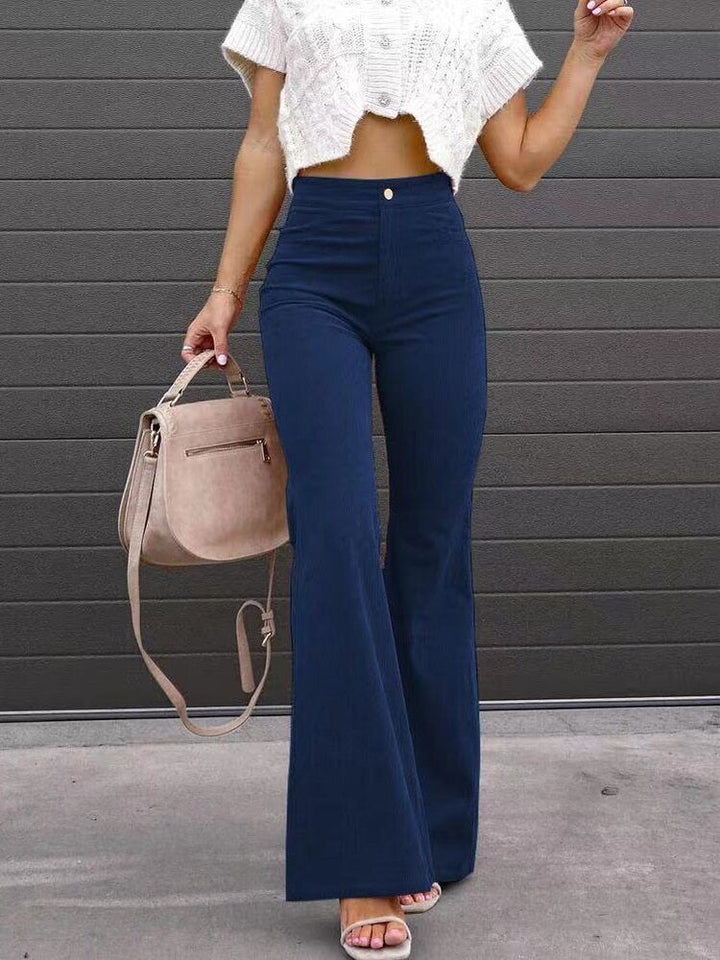 Briana Flared Corduroy Pants | Trendy comfortable bell-bottom pants-Fashion Nora