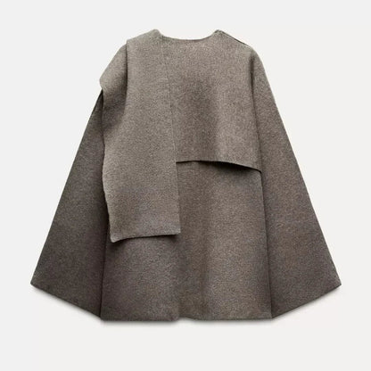 Cape Coat - Loose Fit - Woolen - Scarf Jacket - Women's Jacket-Fashion Nora