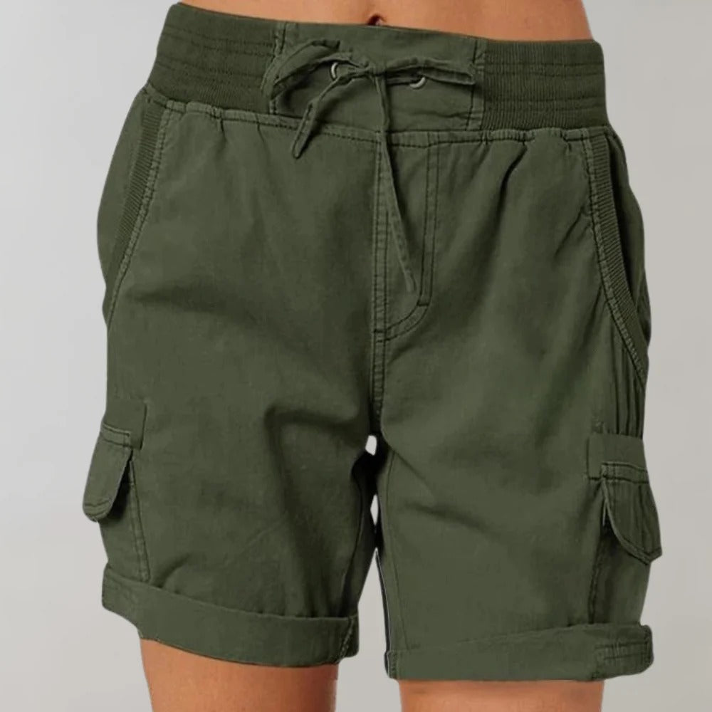 Cargo Shorts - High Waist - Drawstring - Casual Shorts - Women's Shorts-Fashion Nora