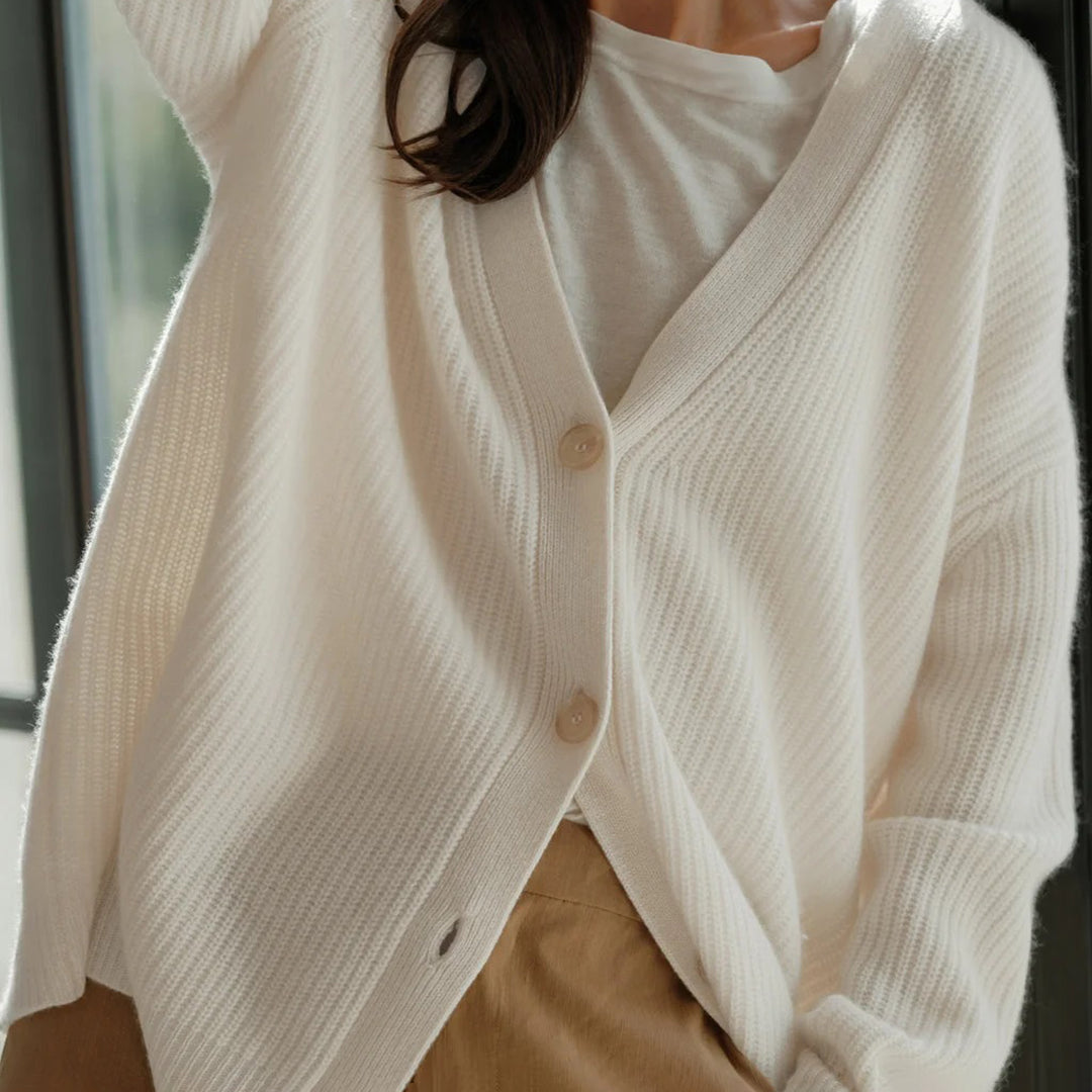 Cashmere Cardigan - Women's Oversized V-Neck Knitted Cardigan-Fashion Nora