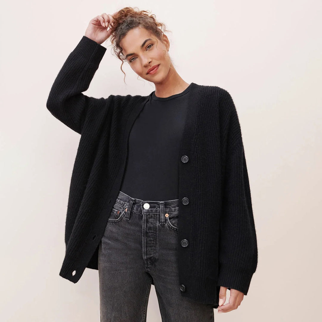 Cashmere Cardigan - Women's Oversized V-Neck Knitted Cardigan-Fashion Nora