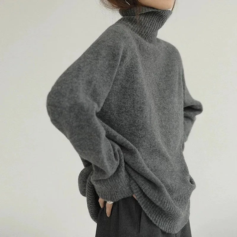 Cashmere Jumper - Knitted - Roll Neck - Turtleneck Jumper - Women's Knitwear-Fashion Nora