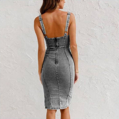 Casual Chic Denim | Midi Dress-Fashion Nora