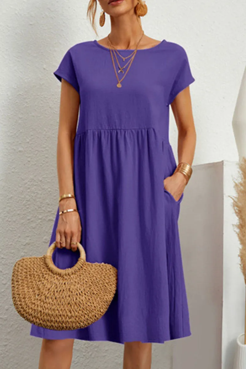 Casual Dress - Women's Loose Fit Knee Length Summer Dress-Fashion Nora