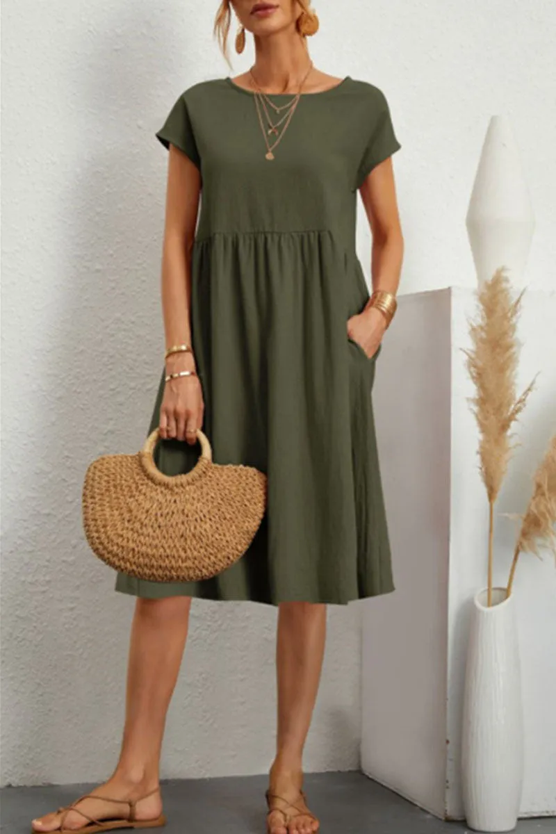 Casual Dress - Women's Loose Fit Knee Length Summer Dress-Fashion Nora