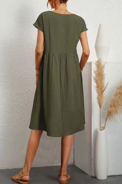 Casual Dress - Women's Loose Fit Knee Length Summer Dress-Fashion Nora