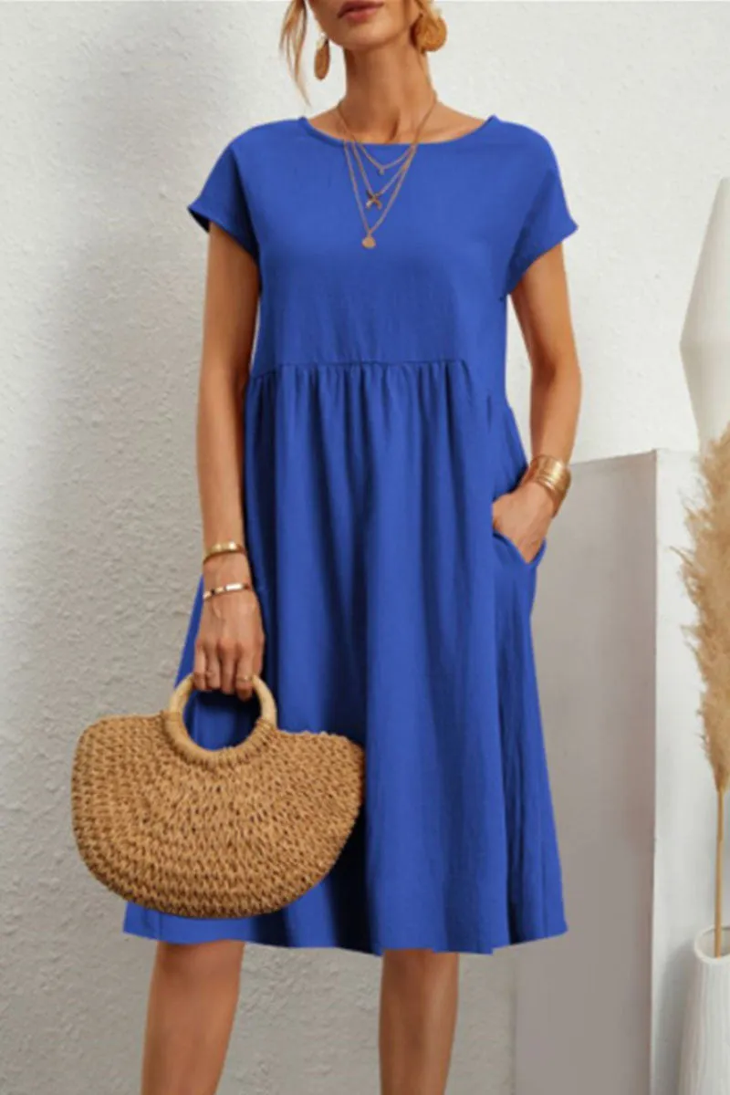 Casual Dress - Women's Loose Fit Knee Length Summer Dress-Fashion Nora