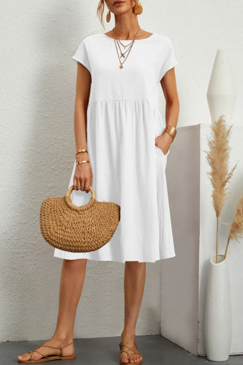 Casual Dress - Women's Loose Fit Knee Length Summer Dress-Fashion Nora