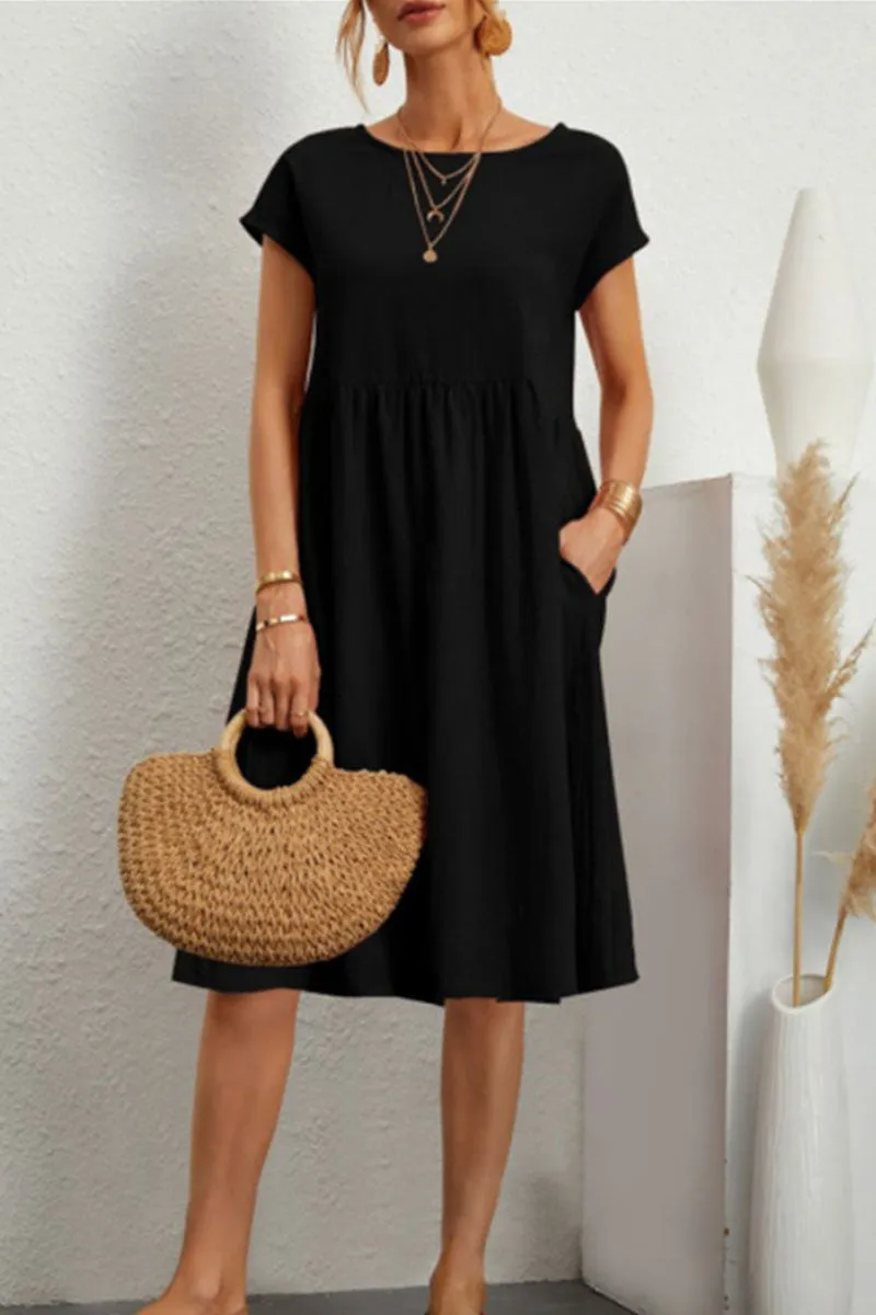 Casual Dress - Women's Loose Fit Knee Length Summer Dress-Fashion Nora