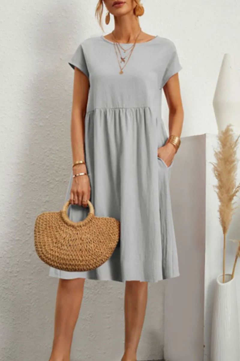 Casual Dress - Women's Loose Fit Knee Length Summer Dress-Fashion Nora