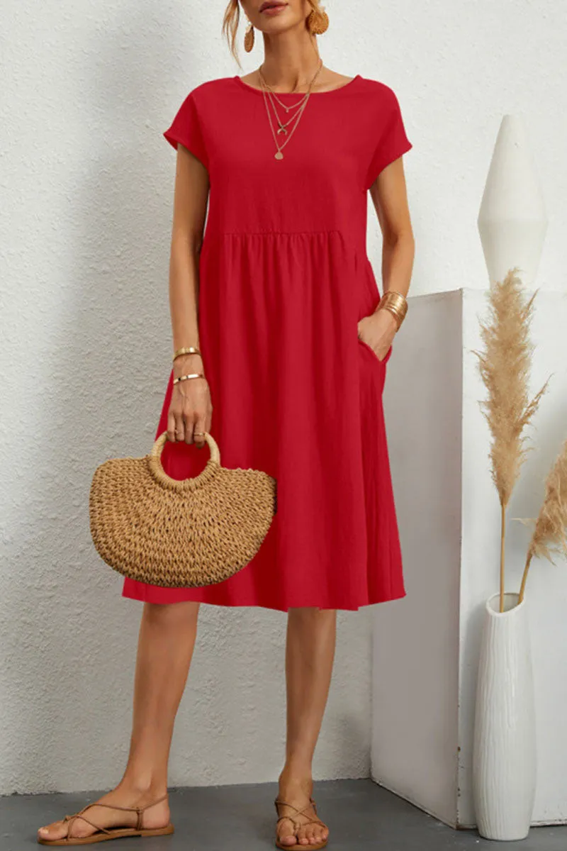Casual Dress - Women's Loose Fit Knee Length Summer Dress-Fashion Nora