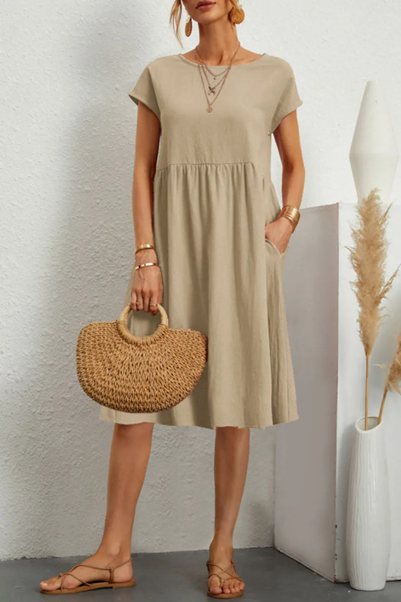 Casual Dress - Women's Loose Fit Knee Length Summer Dress-Fashion Nora