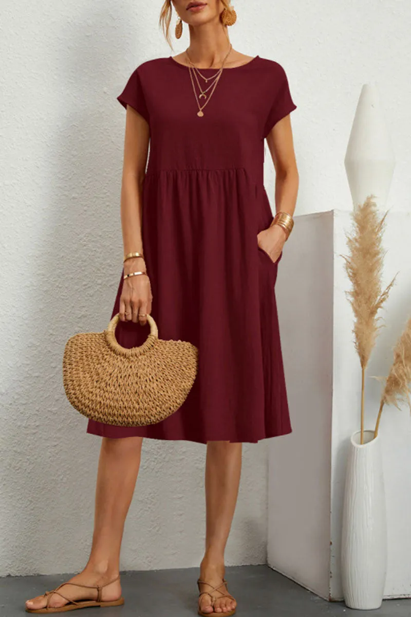 Casual Dress - Women's Loose Fit Knee Length Summer Dress-Fashion Nora