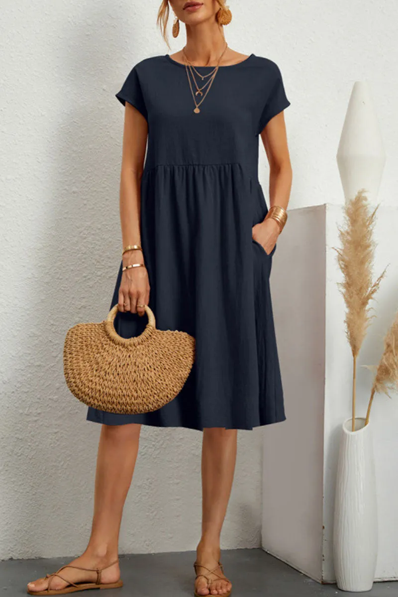 Casual Dress - Women's Loose Fit Knee Length Summer Dress-Fashion Nora