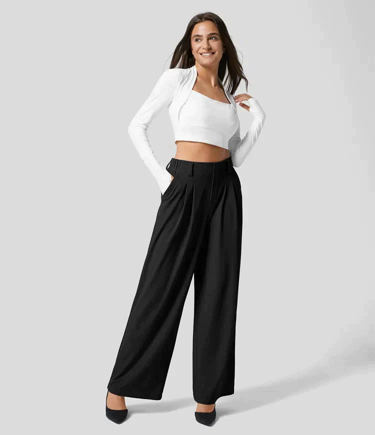 Celine - Slacks with High Waist for Women Versatile Clothing-Fashion Nora