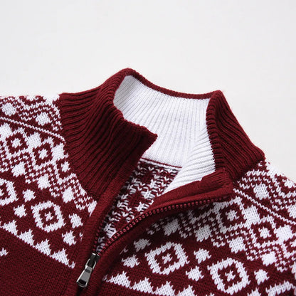 Christmas Cardigan | Standing Collar | Regular Fit | Knitted Cardigan | Christmas Sweater-Fashion Nora