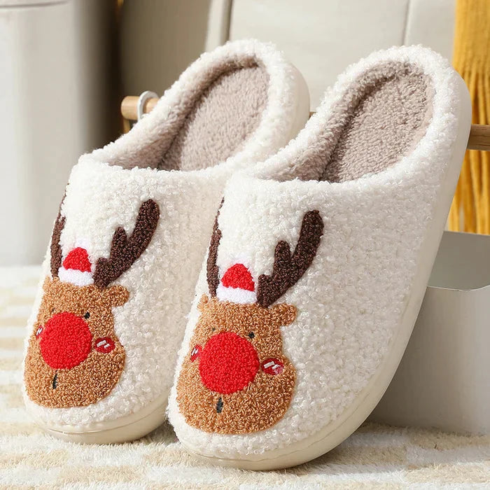 Christmas Slippers | Reindeer | Slip-On | House Slippers | Indoor Slippers-Fashion Nora