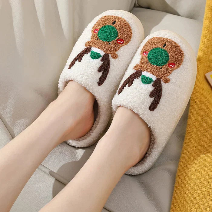 Christmas Slippers | Reindeer | Slip-On | House Slippers | Indoor Slippers-Fashion Nora