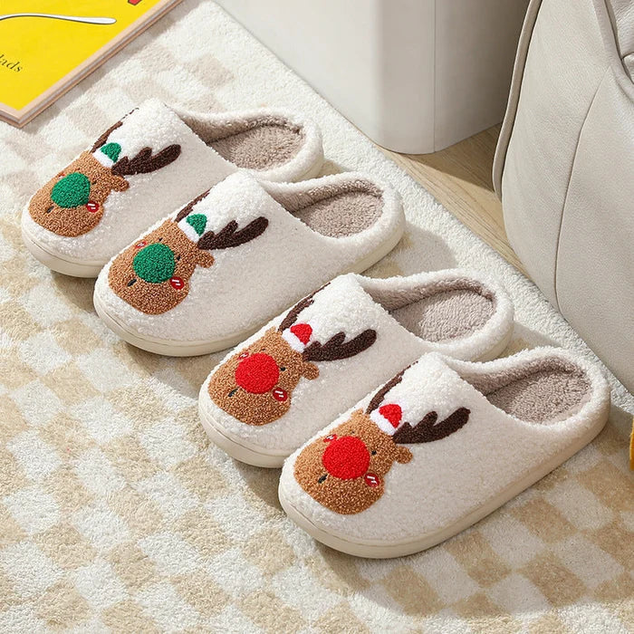 Christmas Slippers | Reindeer | Slip-On | House Slippers | Indoor Slippers-Fashion Nora