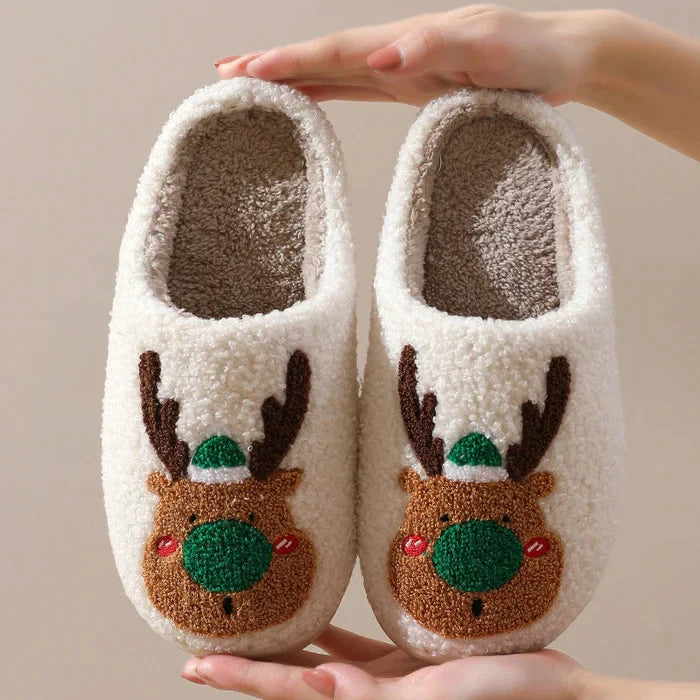 Christmas Slippers | Reindeer | Slip-On | House Slippers | Indoor Slippers-Fashion Nora