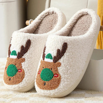 Christmas Slippers | Reindeer | Slip-On | House Slippers | Indoor Slippers-Fashion Nora