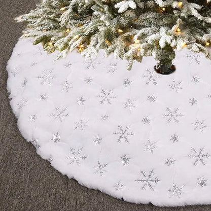 Christmas Tree Skirt - Round - White - Christmas Rug - Christmas Decor-Fashion Nora