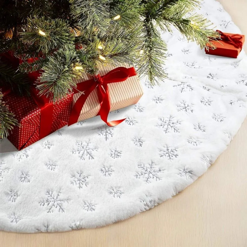 Christmas Tree Skirt - Round - White - Christmas Rug - Christmas Decor-Fashion Nora