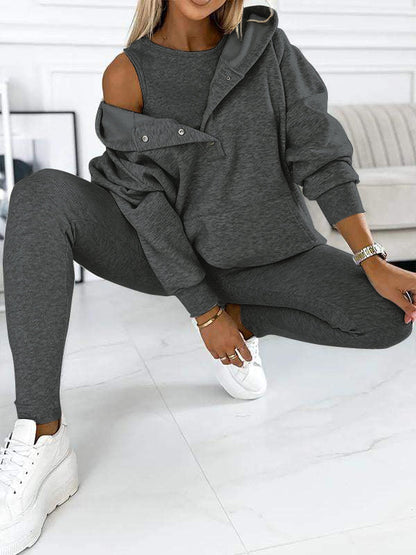 Co-Ord Set - Oversized Hoodie - Tracksuit - Hoodie and Leggings Set - Women's Clothing-Fashion Nora
