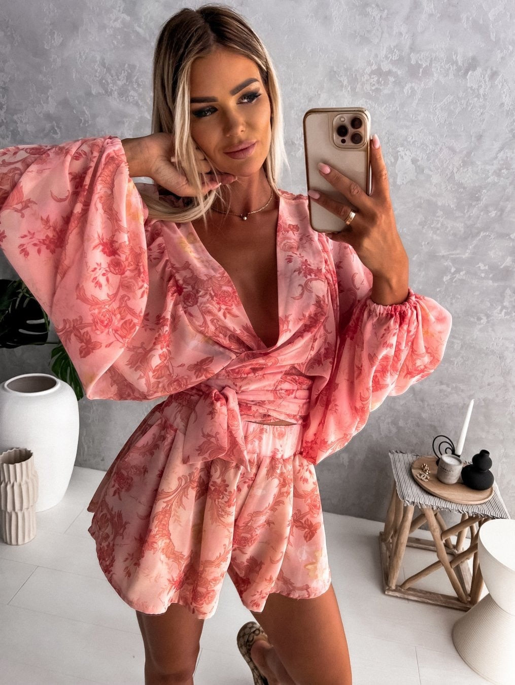 Co-Ord Set - Women's Flowy Two-Piece Shorts and Blouse Summer Set-Fashion Nora