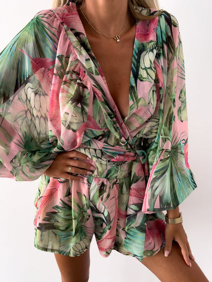 Co-Ord Set - Women's Flowy Two-Piece Shorts and Blouse Summer Set-Fashion Nora