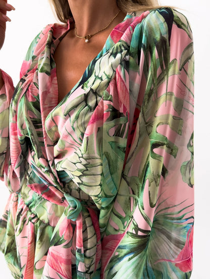 Co-Ord Set - Women's Flowy Two-Piece Shorts and Blouse Summer Set-Fashion Nora