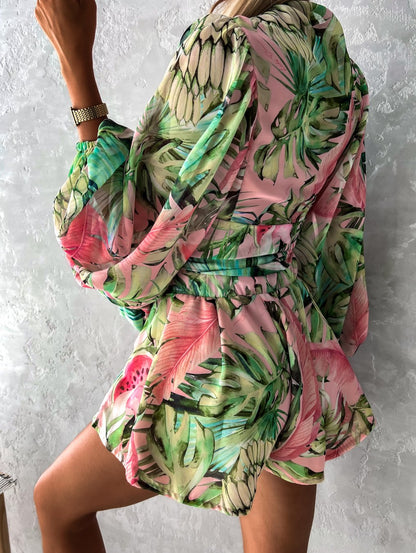 Co-Ord Set - Women's Flowy Two-Piece Shorts and Blouse Summer Set-Fashion Nora