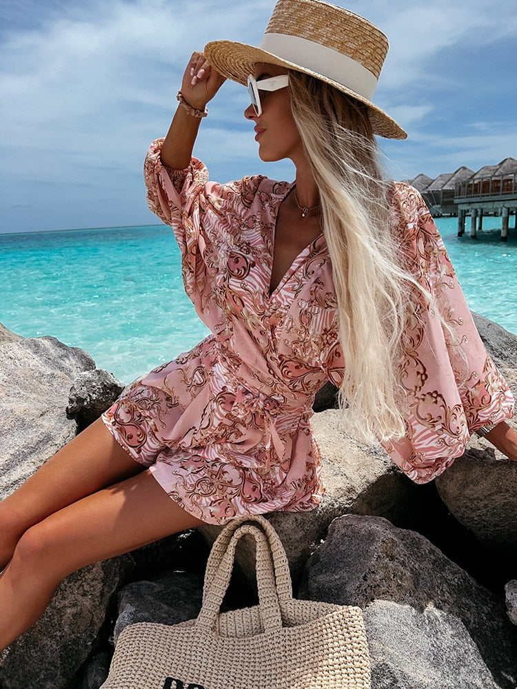 Co-Ord Set - Women's Flowy Two-Piece Shorts and Blouse Summer Set-Fashion Nora
