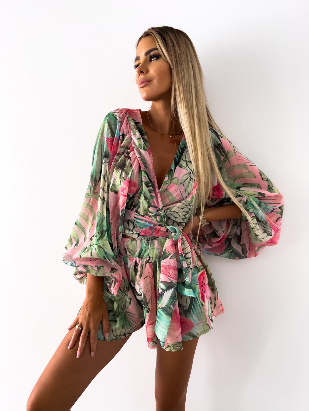 Co-Ord Set - Women's Flowy Two-Piece Shorts and Blouse Summer Set-Fashion Nora
