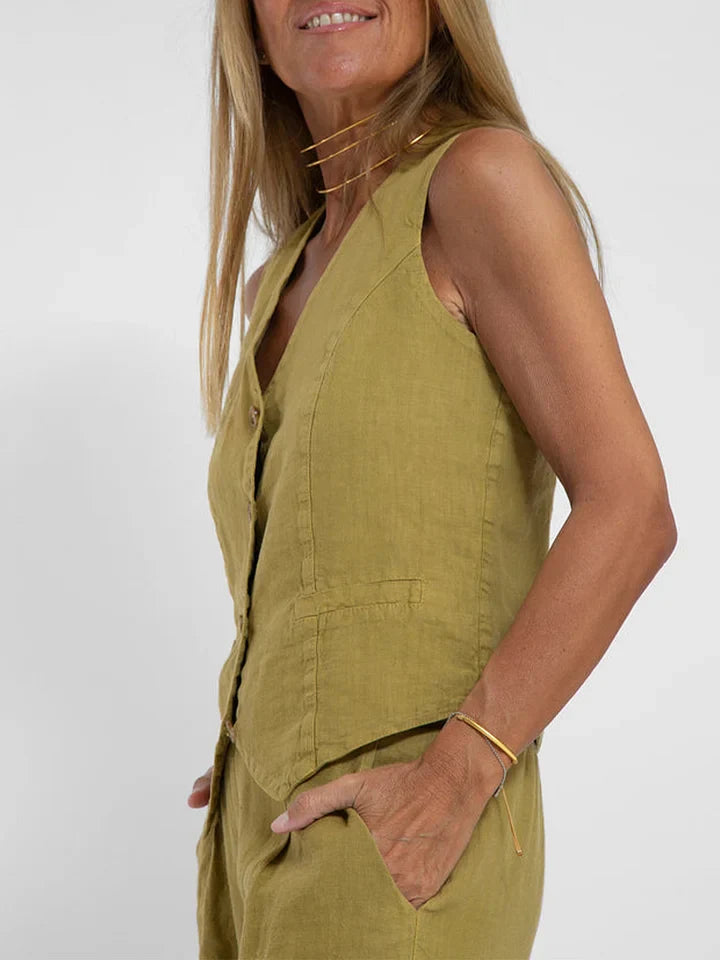 Co-Ord Set - Women's Sleevelss Vest and Wide Leg Pants Two-Piece Set-Fashion Nora