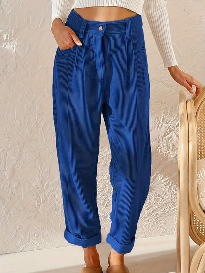 Corduroy Pants - Loose Fit - Baggy - High Waist Pants - Women's Pants -Fashion Nora