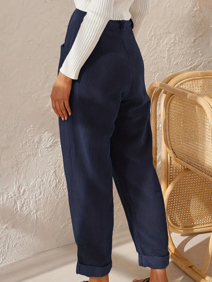 Corduroy Pants - Loose Fit - Baggy - High Waist Pants - Women's Pants -Fashion Nora