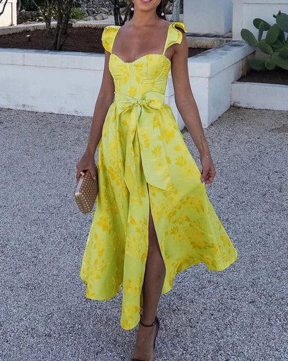 Corset Dress | Elegant | Butterfly Sleeve | Midi Dress | Summer Dress-Fashion Nora