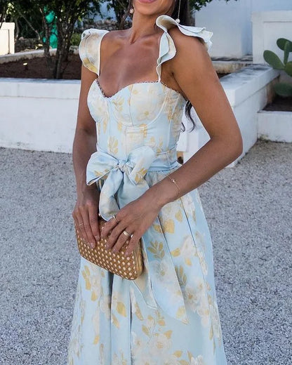 Corset Dress | Elegant | Butterfly Sleeve | Midi Dress | Summer Dress-Fashion Nora