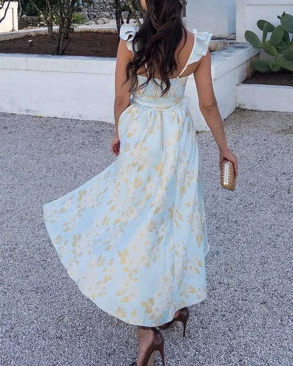 Corset Dress | Elegant | Butterfly Sleeve | Midi Dress | Summer Dress-Fashion Nora