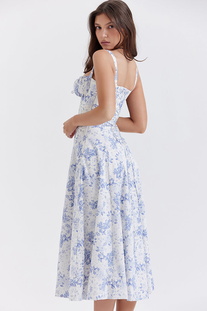Corset Dress - Sleeveless - Slit - Midi Dress - Summer Dress-Fashion Nora